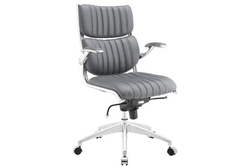 Grey office chair with chrome base