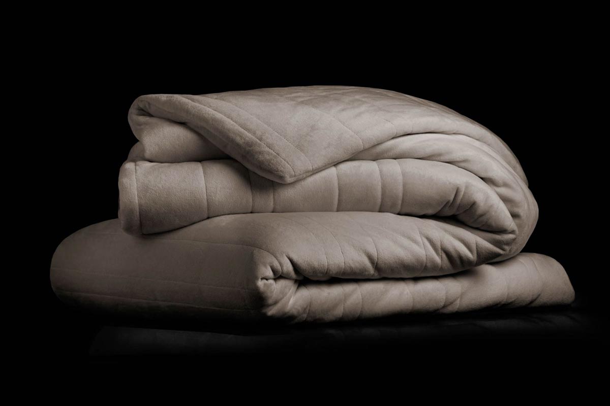 A grey weighted blanket from Malouf Sleep